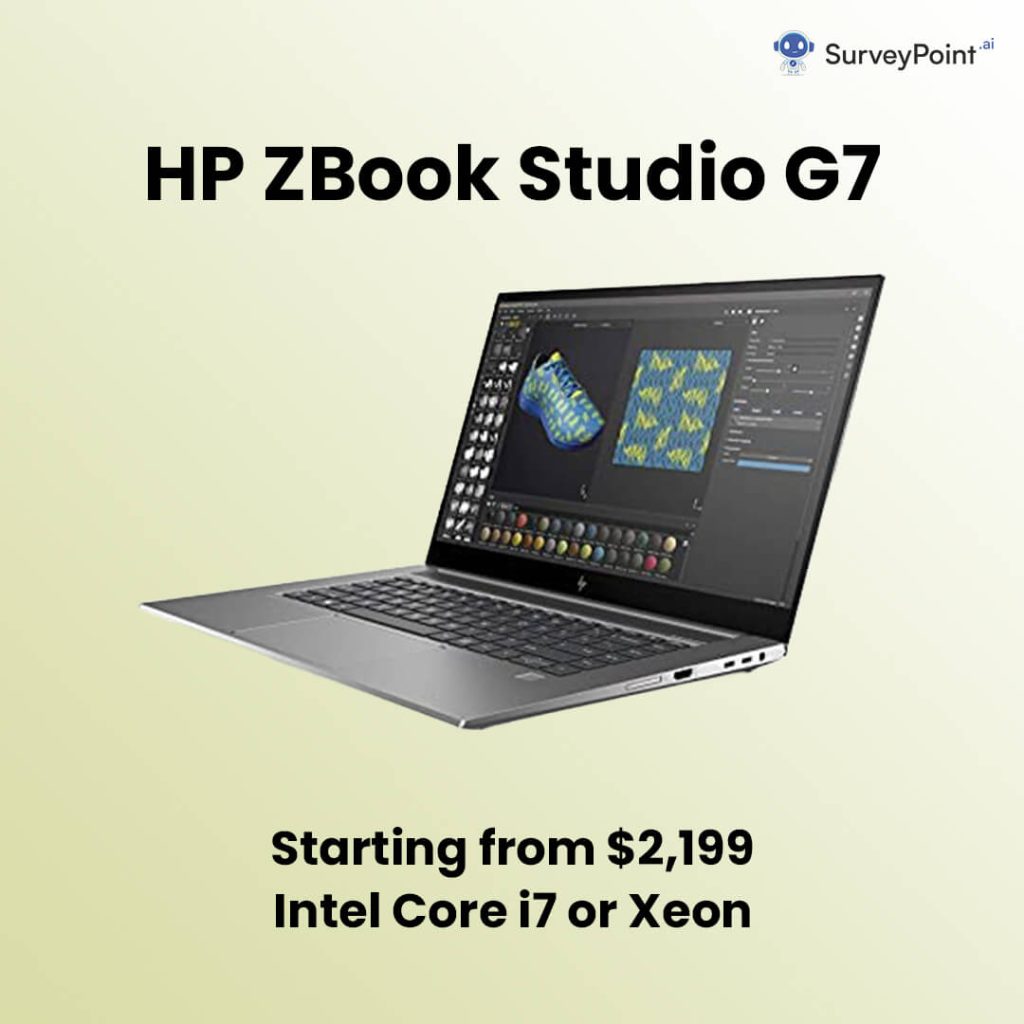 A sleek and powerful HP ZBook Studio G7 laptop, designed for professional use and high-performance computing.