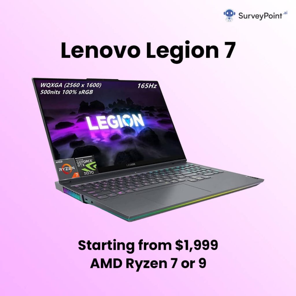 A sleek Lenovo Legion 7 laptop with powerful performance and stylish design.