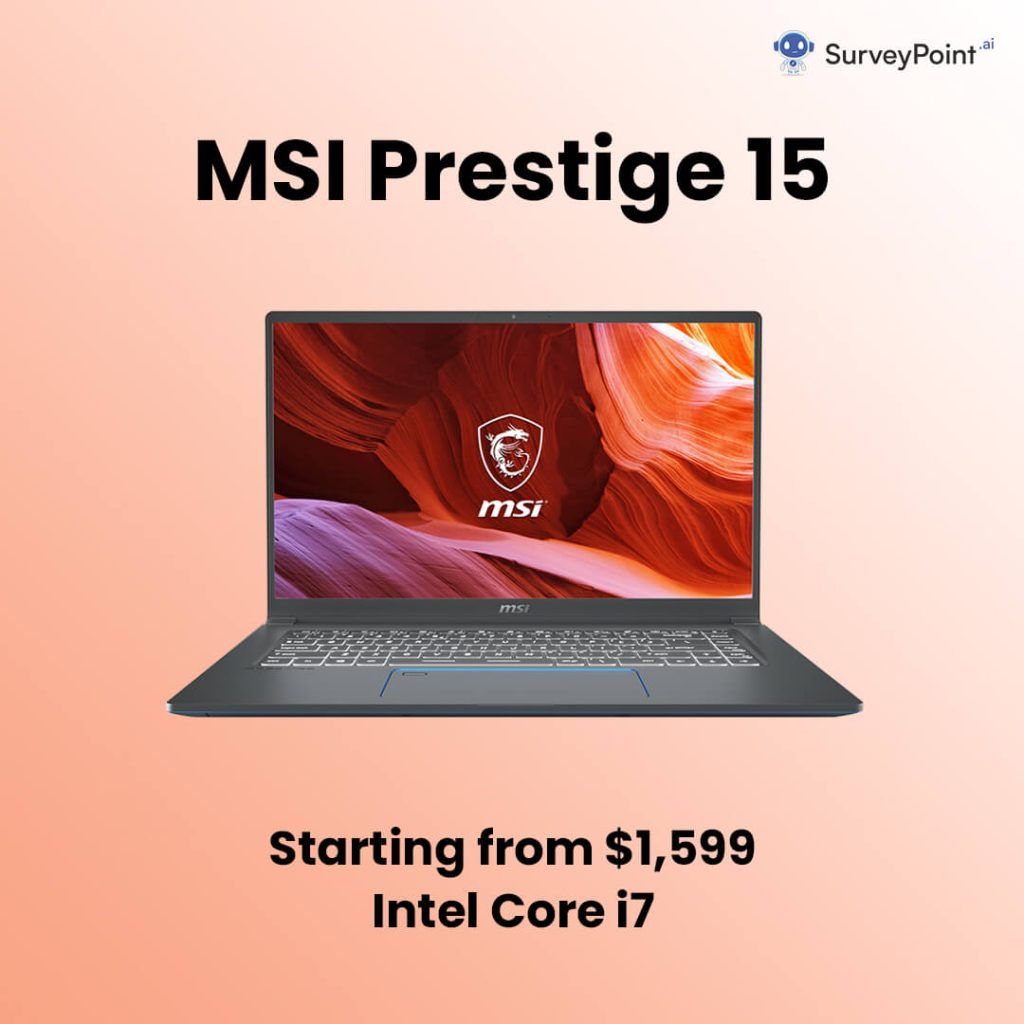 Sleek MSI Prestige 15 laptop with powerful performance and elegant design.