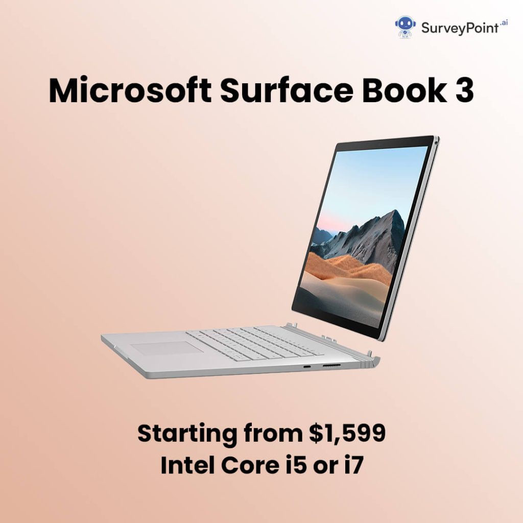 Microsoft Surface Book 3 starting at $599 with Intel Core i5 or i7.