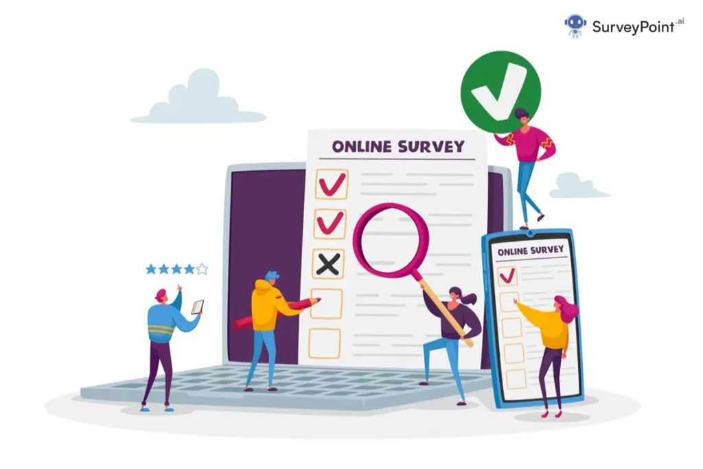  Illustration of online survey concept comparing Pulse Survey vs Engagement Survey.