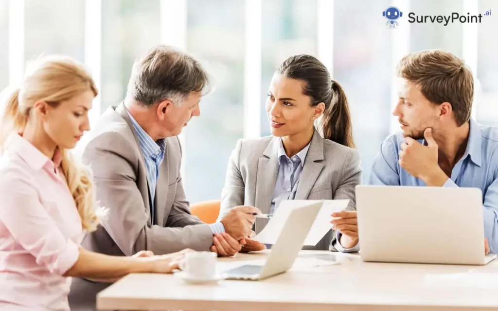 Business professionals discussing strategies in a modern office. Focused on delivering exceptional Delight customer satisfaction.