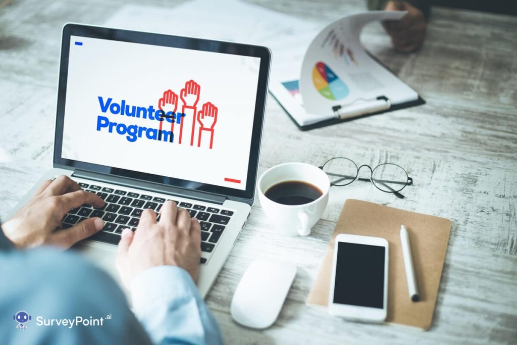 Volunteer program on laptop: Join our online surveys volunteer program and make a difference.