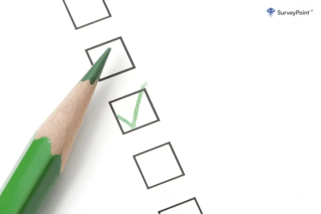 A checklist with a pencil on a white background to doing Survey Targeting.