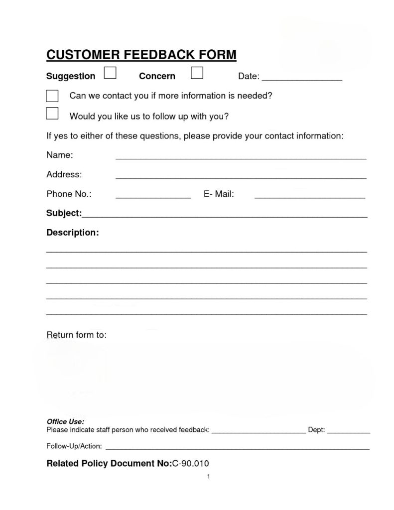 Sample Feedback Form Template